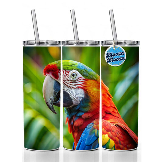 Macaw Parrot Bird Skinny Tumbler 20oz with Straw Insulated Water Bottle Gift