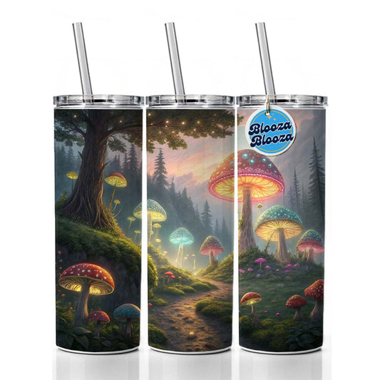 Magical Mushroom Garden Path Skinny Tumbler 20oz with Straw Insulated Water Bottle Gift