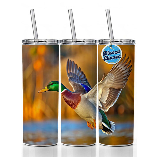 Mallard Duck Flying Skinny Tumbler 20oz with Straw Insulated Water Bottle Gift