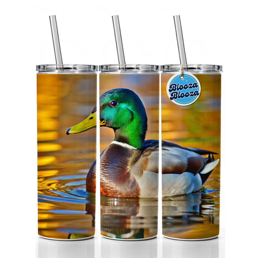 Mallard Duck Skinny Tumbler 20oz with Straw Insulated Water Bottle Gift