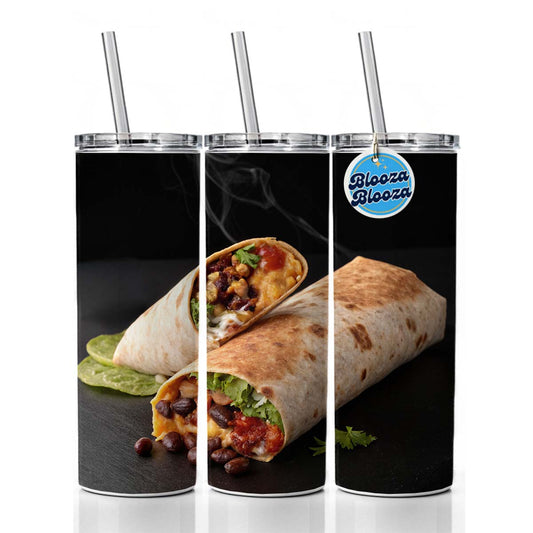 Mexican Burrito Skinny Tumbler 20oz with Straw Insulated Water Bottle Gift