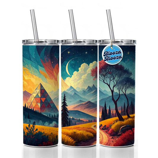 Modern Art Landscape Skinny Tumbler 20oz with Straw Insulated Water Bottle Gift