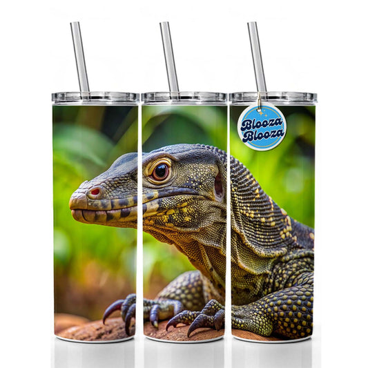 Monitor Lizard Reptile Skinny Tumbler 20oz with Straw Insulated Water Bottle Gift