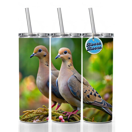 Mourning Doves Backyard Bird Skinny Tumbler 20oz with Straw Insulated Water Bottle Gift