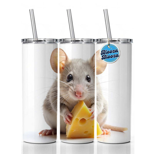 Mouse With A Piece Of Cheese Skinny Tumbler 20oz with Straw Insulated Water Bottle Gift