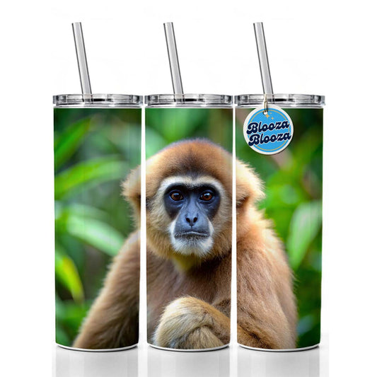 Muller's Gibbon Monkey Skinny Tumbler 20oz with Straw Insulated Water Bottle Gift