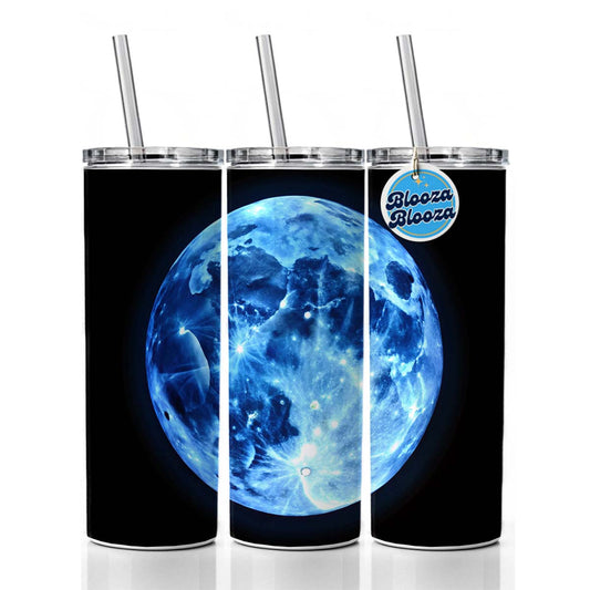 Once in a Blue Moon Skinny Tumbler 20oz with Straw Insulated Water Bottle Gift