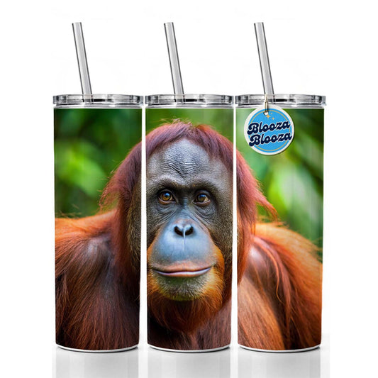 Orangutan Monkey Ape Skinny Tumbler 20oz with Straw Insulated Water Bottle Gift