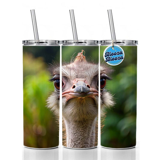 Ostrich Skinny Tumbler 20oz with Straw Insulated Water Bottle Gift