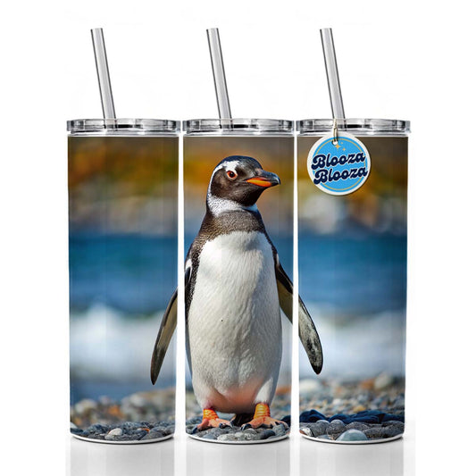 Penguin Skinny Tumbler 20oz with Straw Insulated Water Bottle Gift