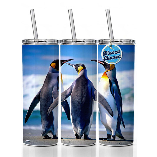 Penguins Skinny Tumbler 20oz with Straw Insulated Water Bottle Gift