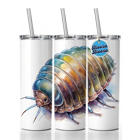 Pill Bug Watercolor Skinny Tumbler 20oz with Straw Insulated Water Bottle Gift