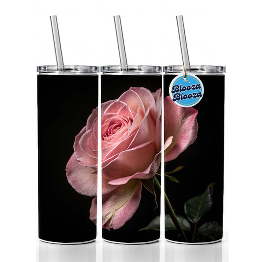 Pink Rose  Skinny Tumbler 20oz with Straw Insulated Water Bottle Gift