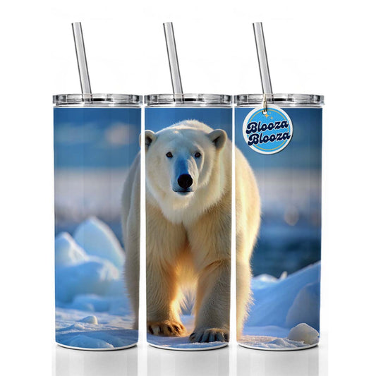 Polar Bear Skinny Tumbler 20oz with Straw Insulated Water Bottle Gift