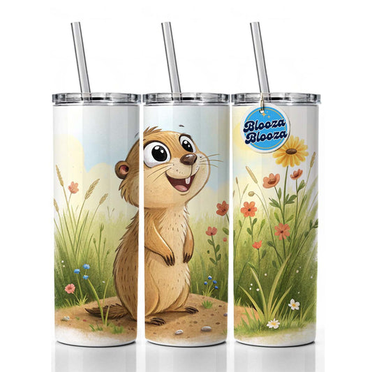 Prairie Dog Children's Illustration Style Skinny Tumbler 20oz with Straw Insulated Water Bottle Gift