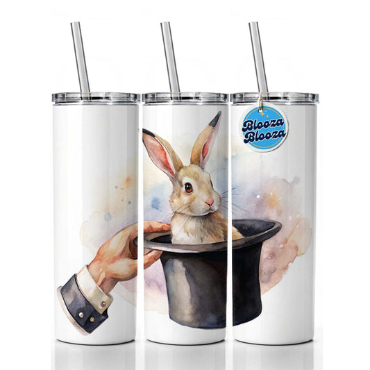 Rabbit Being Pulled Out Of A Magician's Hat Skinny Tumbler 20oz with Straw Insulated Water Bottle Gift