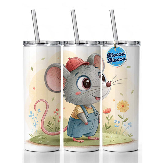 Rat Children's Illustration Style Skinny Tumbler 20oz with Straw Insulated Water Bottle Gift