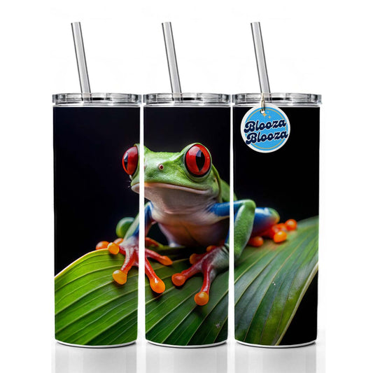 Red Eyed Tree Frog On Leaf Skinny Tumbler 20oz with Straw Insulated Water Bottle Gift