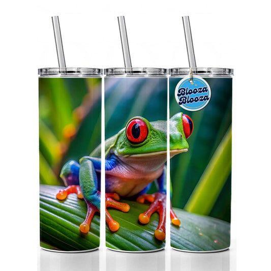 Red Eyed Tree Frog Skinny Tumbler 20oz with Straw Insulated Water Bottle Gift