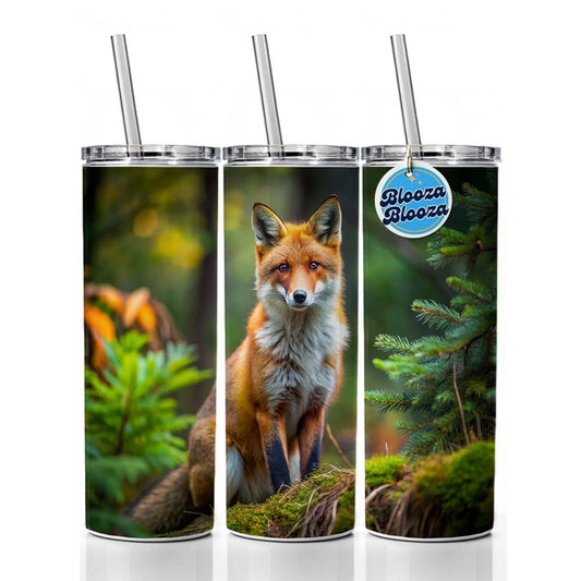 Red Fox In Forest Skinny Tumbler 20oz with Straw Insulated Water Bottle Gift