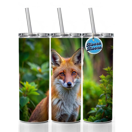 Red Fox Skinny Tumbler 20oz with Straw Insulated Water Bottle Gift