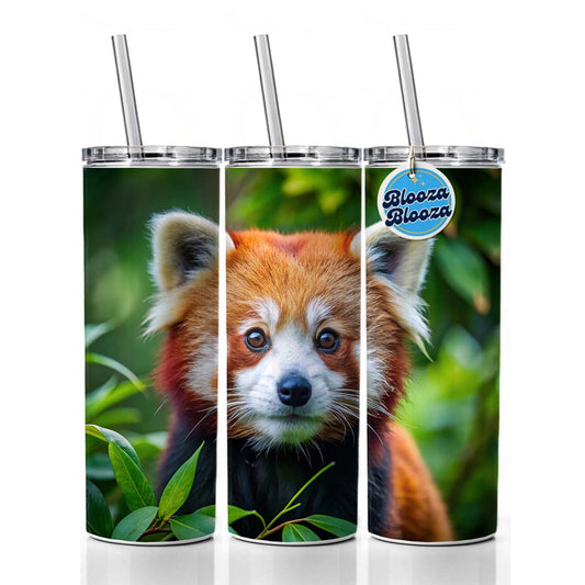 Red Panda Skinny Tumbler 20oz with Straw Insulated Water Bottle Gift
