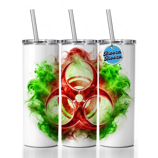 Red Zombie Outbreak Symbol With Green Toxic Gas Skinny Tumbler 20oz with Straw Insulated Water Bottle Gift