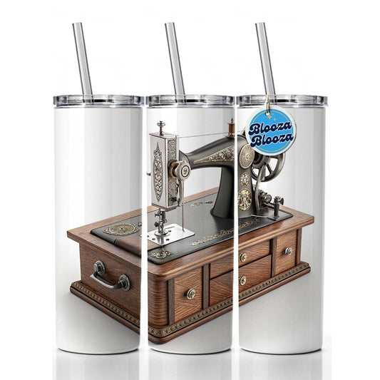 Retro Classic Sewing Machine Skinny Tumbler 20oz with Straw Insulated Water Bottle Gift
