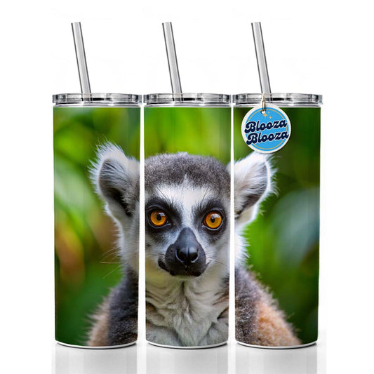 Ring-Tailed Lemur Skinny Tumbler 20oz with Straw Insulated Water Bottle Gift