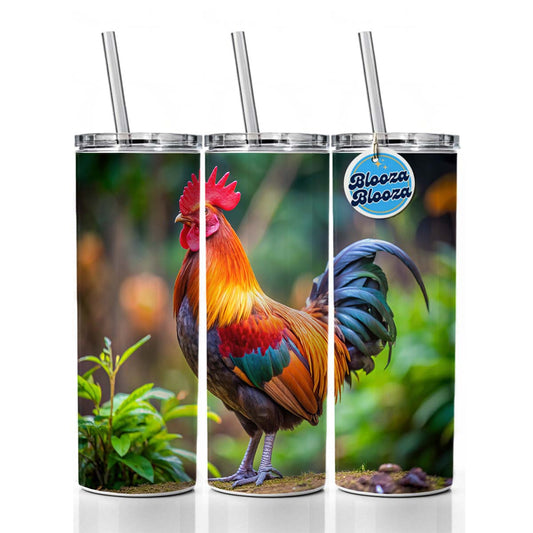 Rooster Skinny Tumbler 20oz with Straw Insulated Water Bottle Gift