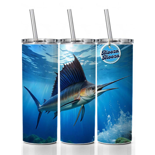 Sailfish Skinny Tumbler 20oz with Straw Insulated Water Bottle Gift