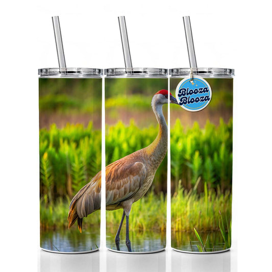 Sandhill Crane Skinny Tumbler 20oz with Straw Insulated Water Bottle Gift