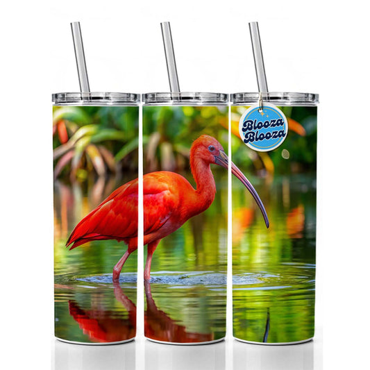 Scarlet Red Ibis Tropical Bird Skinny Tumbler 20oz with Straw Insulated Water Bottle Gift