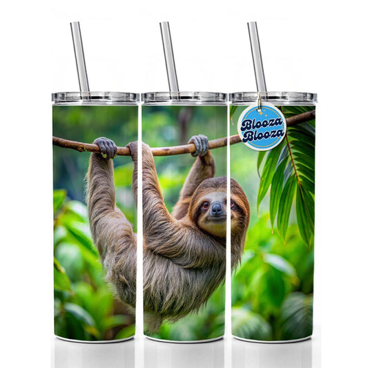 Sloth Hanging From Branch Skinny Tumbler 20oz with Straw Insulated Water Bottle Gift