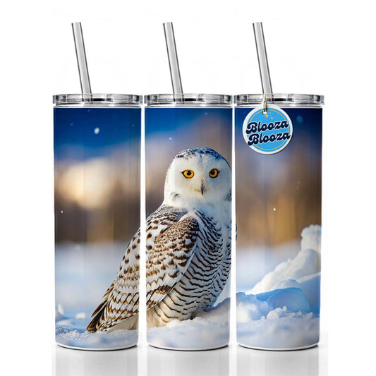 Snowy Owl Raptor Bird Of Prey Skinny Tumbler 20oz with Straw Insulated Water Bottle Gift