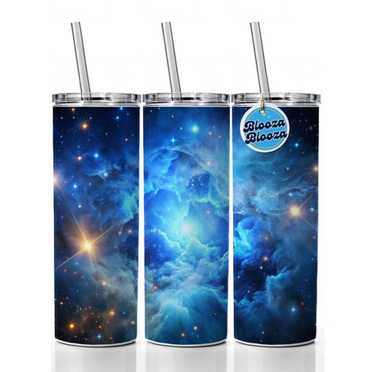 Space Galaxy Nebula Blue Skinny Tumbler 20oz with Straw Insulated Water Bottle Gift