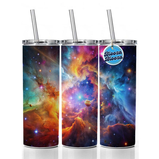 Space Galaxy Nebula Colorful Rainbow Skinny Tumbler 20oz with Straw Insulated Water Bottle Gift