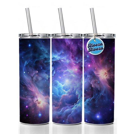 Space Galaxy Nebula Purple Blue Skinny Tumbler 20oz with Straw Insulated Water Bottle Gift
