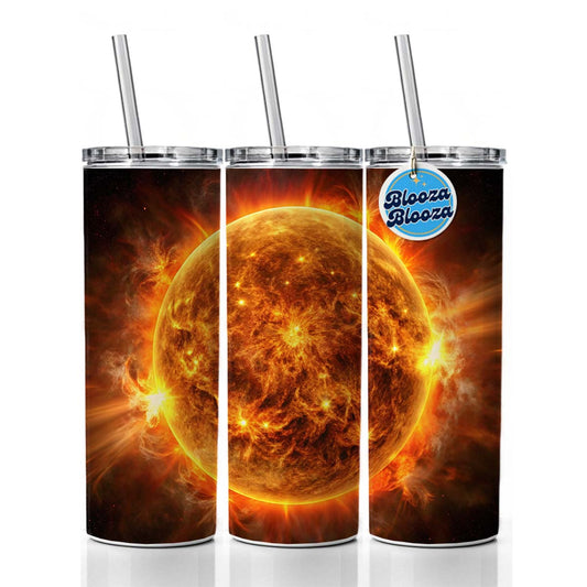 Sun During Solar Flare Storm Sci-fi Skinny Tumbler 20oz with Straw Insulated Water Bottle Gift