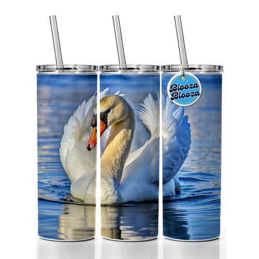 Swan Skinny Tumbler 20oz with Straw Insulated Water Bottle Gift