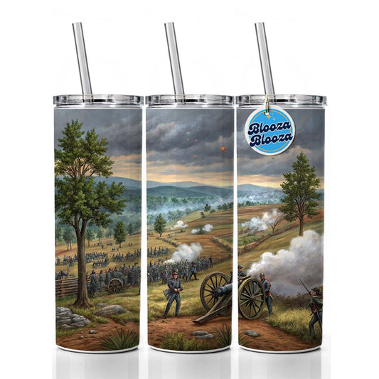 The Civil War Gettysburg Skinny Tumbler 20oz with Straw Insulated Water Bottle Gift