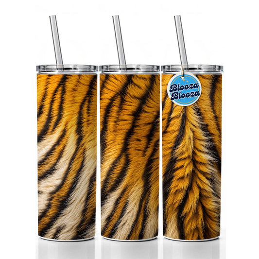 Tiger Stripes Fur Pattern Skinny Tumbler 20oz with Straw Insulated Water Bottle Gift