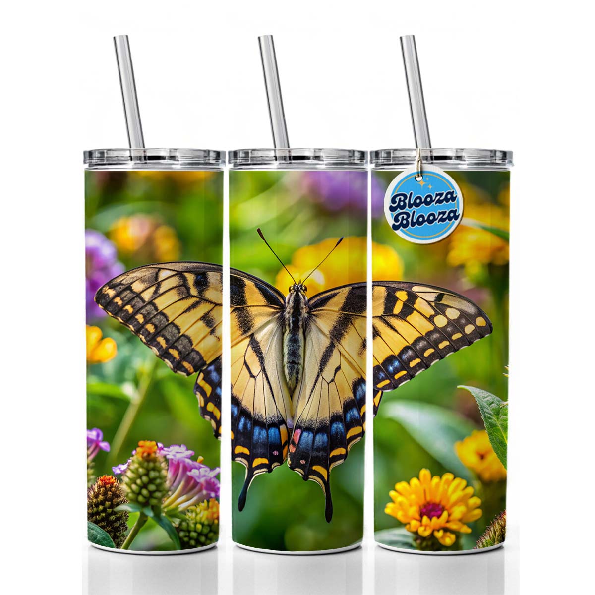 Tiger Swallowtail Butterfly Skinny Tumbler 20oz with Straw Insulated Water Bottle Gift