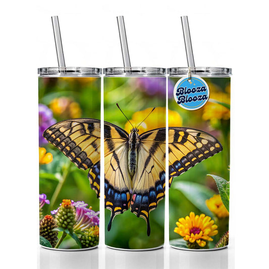 Tiger Swallowtail Butterfly Skinny Tumbler 20oz with Straw Insulated Water Bottle Gift