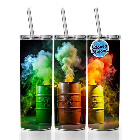 Toxic Waste Barrels Skinny Tumbler 20oz with Straw Insulated Water Bottle Gift