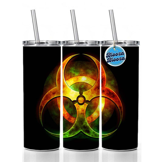 Toxic Zombie Outbreak Symbol Skinny Tumbler 20oz with Straw Insulated Water Bottle Gift