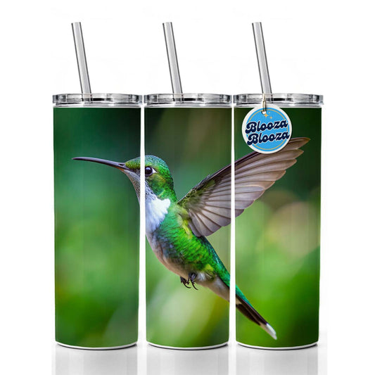 White Chested Emerald Hummingbird Backyard Bird Skinny Tumbler 20oz with Straw Insulated Water Bottle Gift