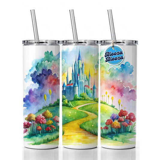 Emerald City Watercolor Skinny Tumbler 20oz with Straw Insulated Water Bottle Gift