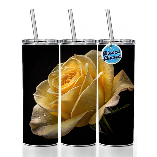 Yellow Rose  Skinny Tumbler 20oz with Straw Insulated Water Bottle Gift