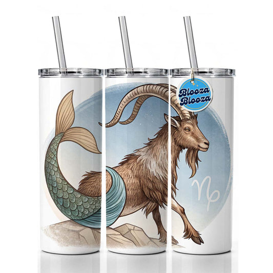 Zodiac Horoscope Symbol Capricorn Sea Goat Skinny Tumbler 20oz with Straw Insulated Water Bottle Gift